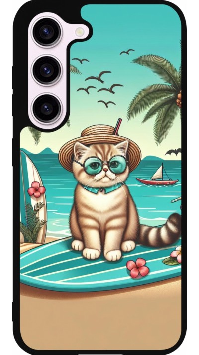 Samsung Galaxy S23 Case Hülle - Silikon schwarz Chat Surf Stil