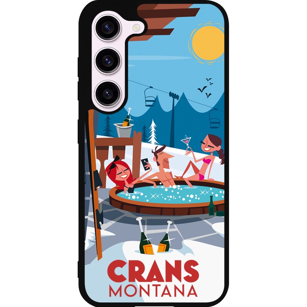 Samsung Galaxy S23 Case Hülle - Silikon schwarz Crans-Montana Mountain Jacuzzi