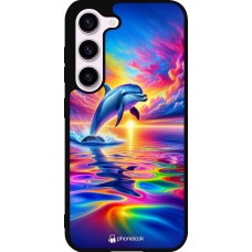 Samsung Galaxy S23 Case Hülle - Silikon schwarz Glücklicher Regenbogen-Delfin