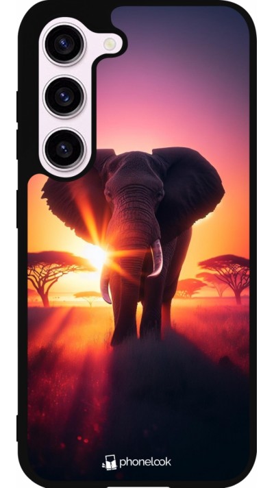 Samsung Galaxy S23 Case Hülle - Silikon schwarz Elefant Sonnenaufgang Schönheit