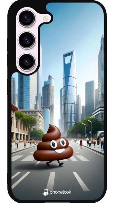 Samsung Galaxy S23 Case Hülle - Silikon schwarz Kackhaufen Emoji Spaziergang