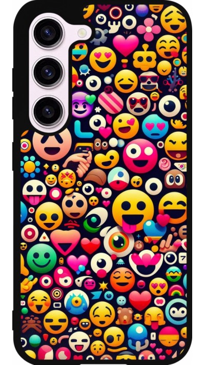 Samsung Galaxy S23 Case Hülle - Silikon schwarz Emoji Mix Farbe