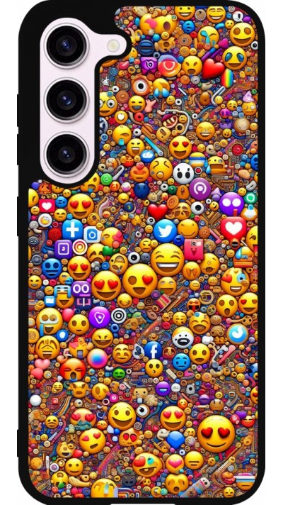 Samsung Galaxy S23 Case Hülle - Silikon schwarz Emoji gemischt