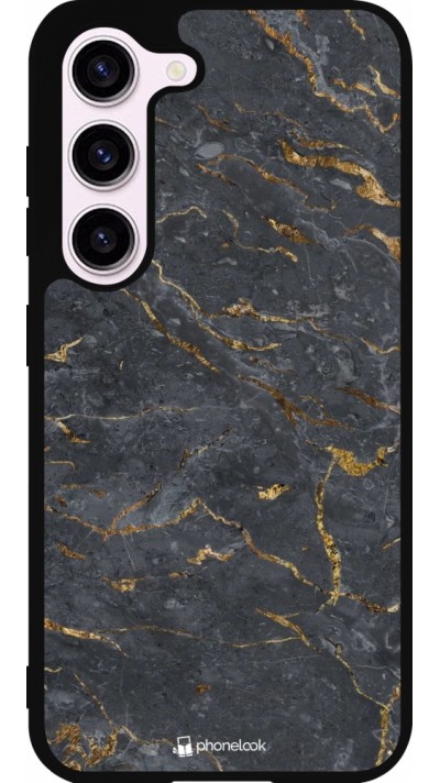 Samsung Galaxy S23 Case Hülle - Silikon schwarz Grey Gold Marble