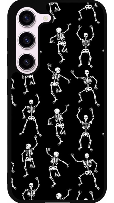 Samsung Galaxy S23 Case Hülle - Silikon schwarz Halloween 2024 dancing skeleton