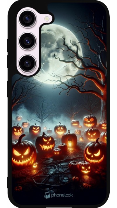 Samsung Galaxy S23 Case Hülle - Silikon schwarz Halloween 2024 Viele Kuerbisse