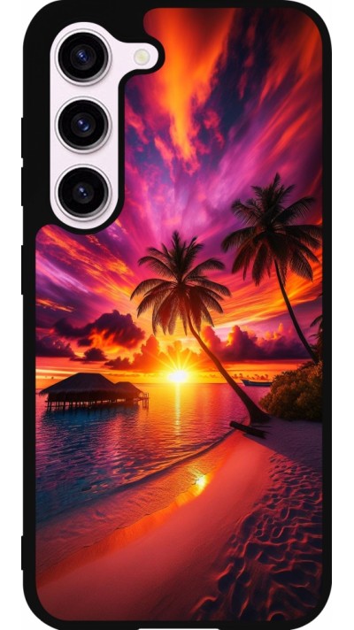 Samsung Galaxy S23 Case Hülle - Silikon schwarz Malediven Abenddämmerung Glückseligkeit