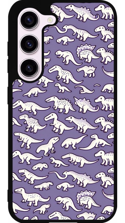 Samsung Galaxy S23 Case Hülle - Silikon schwarz Mini-Dino-Muster violett