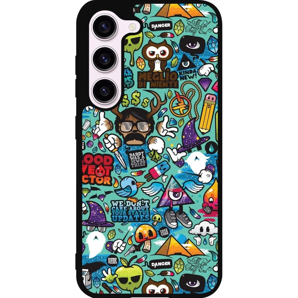 Samsung Galaxy S23 Case Hülle - Silikon schwarz Mixed Cartoons Turquoise