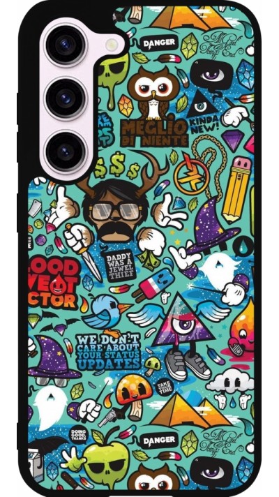 Samsung Galaxy S23 Case Hülle - Silikon schwarz Mixed Cartoons Turquoise