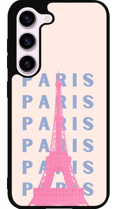 Samsung Galaxy S23 Case Hülle - Silikon schwarz Paris Pink Print