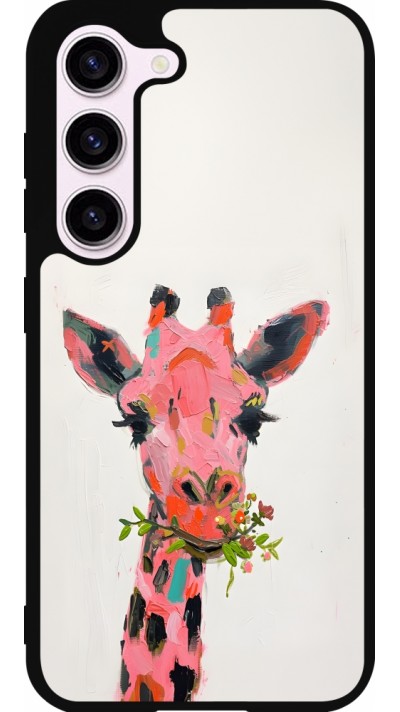 Samsung Galaxy S23 Case Hülle - Silikon schwarz Pink Girafe Paint