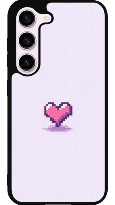 Samsung Galaxy S23 Case Hülle - Silikon schwarz Pixel Herz Hellviolett