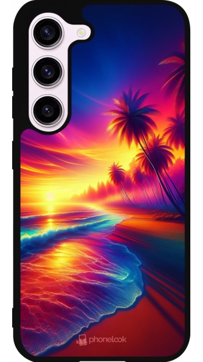 Samsung Galaxy S23 Case Hülle - Silikon schwarz Strand Sonnenuntergang auffällig