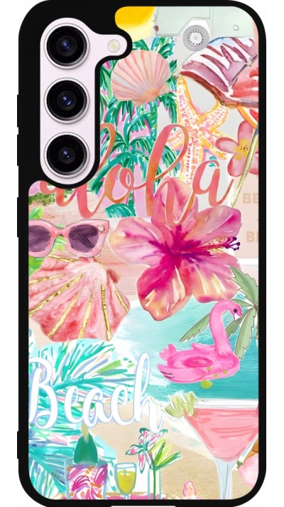 Samsung Galaxy S23 Case Hülle - Silikon schwarz Preppy Collage Aloha