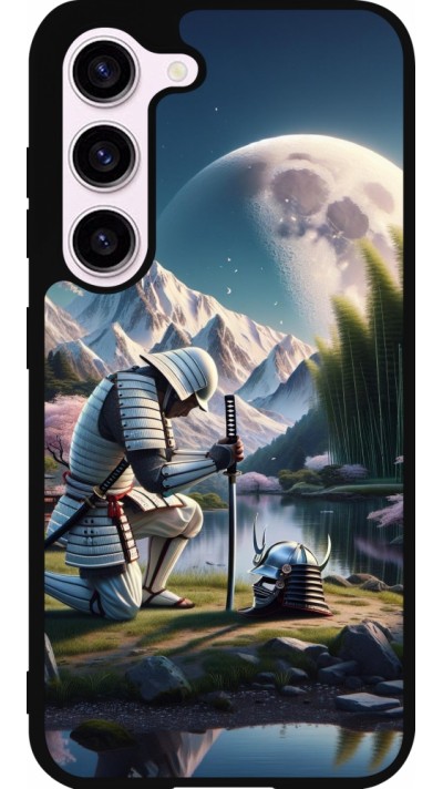 Samsung Galaxy S23 Case Hülle - Silikon schwarz Samurai Katana Mond