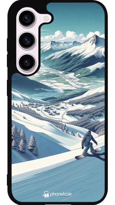 Samsung Galaxy S23 Case Hülle - Silikon schwarz Snowboarder Berg