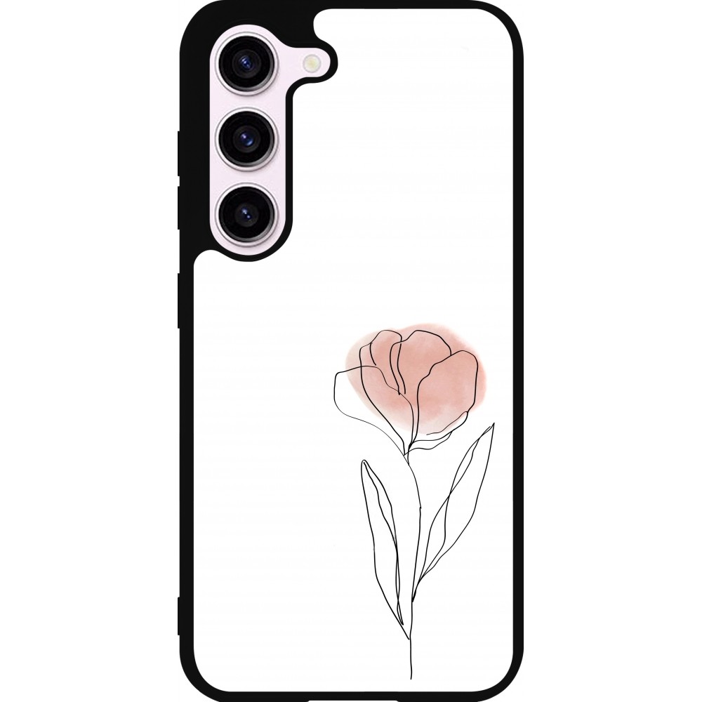 Samsung Galaxy S23 Case Hülle - Silikon schwarz Spring 23 minimalist flower