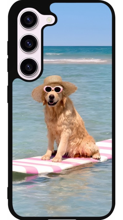 Samsung Galaxy S23 Case Hülle - Silikon schwarz Summer Dog on Paddle