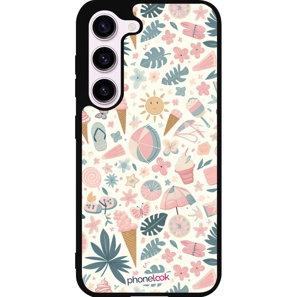 Samsung Galaxy S23 Case Hülle - Silikon schwarz Sommer Pink Muster