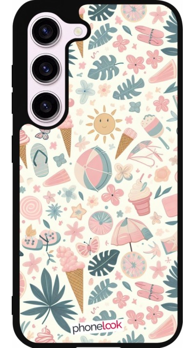 Samsung Galaxy S23 Case Hülle - Silikon schwarz Sommer Pink Muster