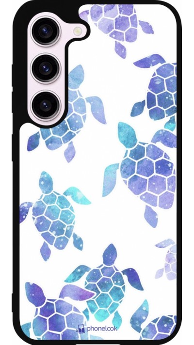 Samsung Galaxy S23 Case Hülle - Silikon schwarz Turtles pattern watercolor