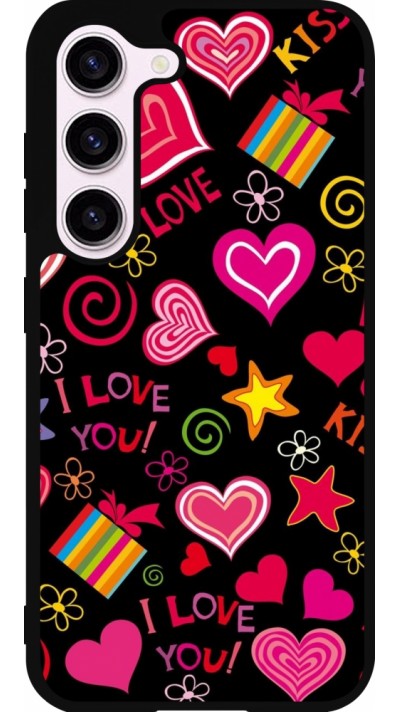 Samsung Galaxy S23 Case Hülle - Silikon schwarz Valentine 2023 love symbols