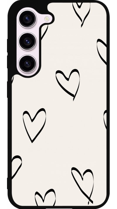 Samsung Galaxy S23 Case Hülle - Silikon schwarz Valentine 2023 minimalist hearts