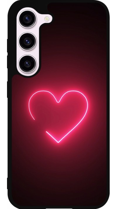 Samsung Galaxy S23 Case Hülle - Silikon schwarz Valentine 2023 single neon heart