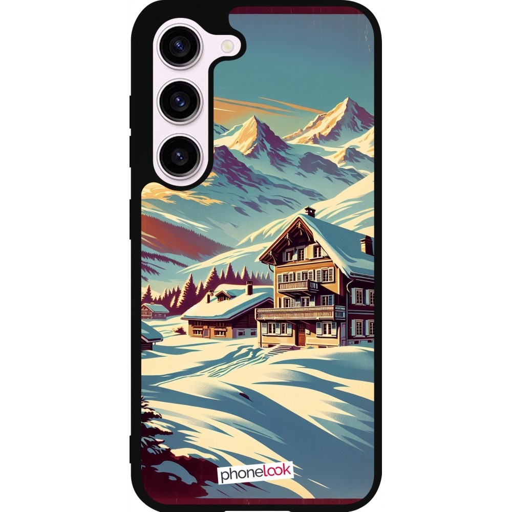 Samsung Galaxy S23 FE Case Hülle - Silikon schwarz Chalet Berg verschneit