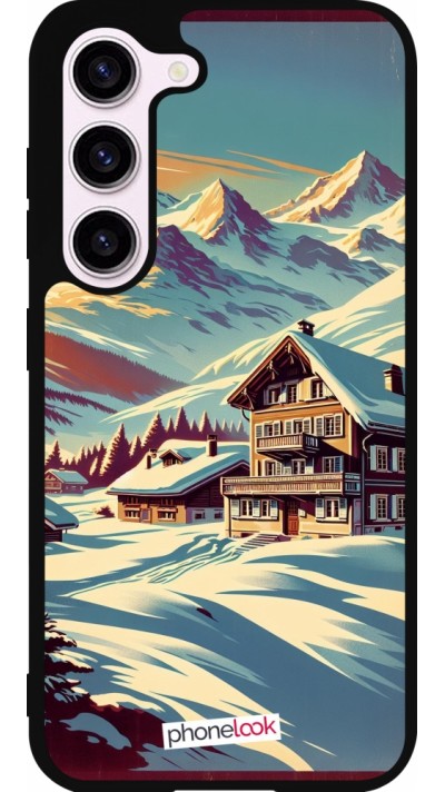 Samsung Galaxy S23 FE Case Hülle - Silikon schwarz Chalet Berg verschneit