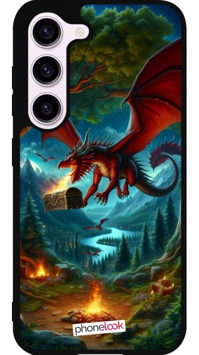 Samsung Galaxy S23 FE Case Hülle - Silikon schwarz Drache Fliegend Wald Schatz