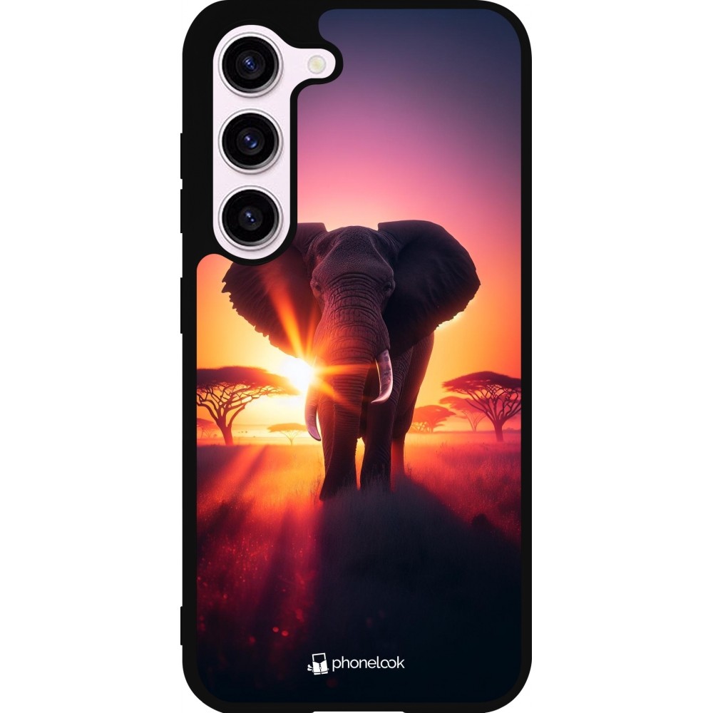 Samsung Galaxy S23 FE Case Hülle - Silikon schwarz Elefant Sonnenaufgang Schönheit