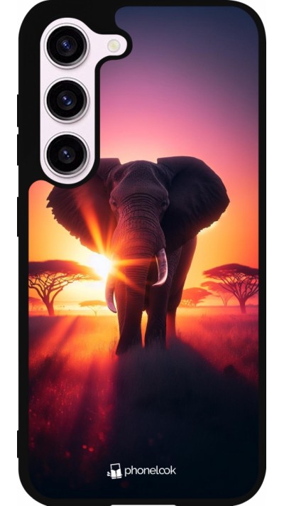 Samsung Galaxy S23 FE Case Hülle - Silikon schwarz Elefant Sonnenaufgang Schönheit