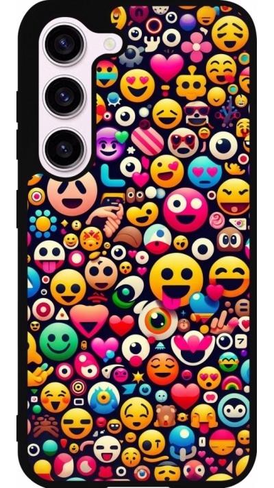 Samsung Galaxy S23 FE Case Hülle - Silikon schwarz Emoji Mix Farbe