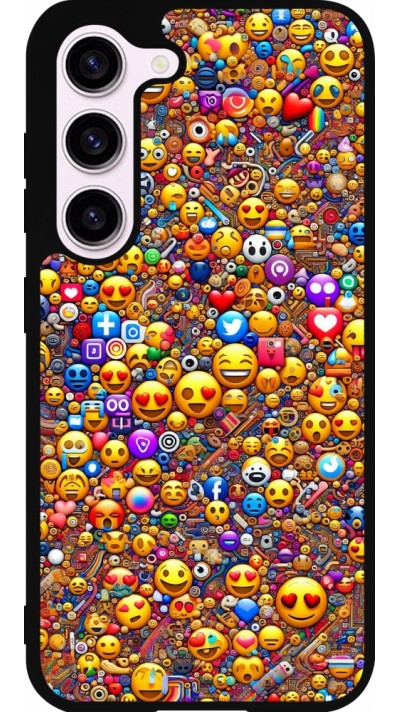 Samsung Galaxy S23 FE Case Hülle - Silikon schwarz Emoji gemischt