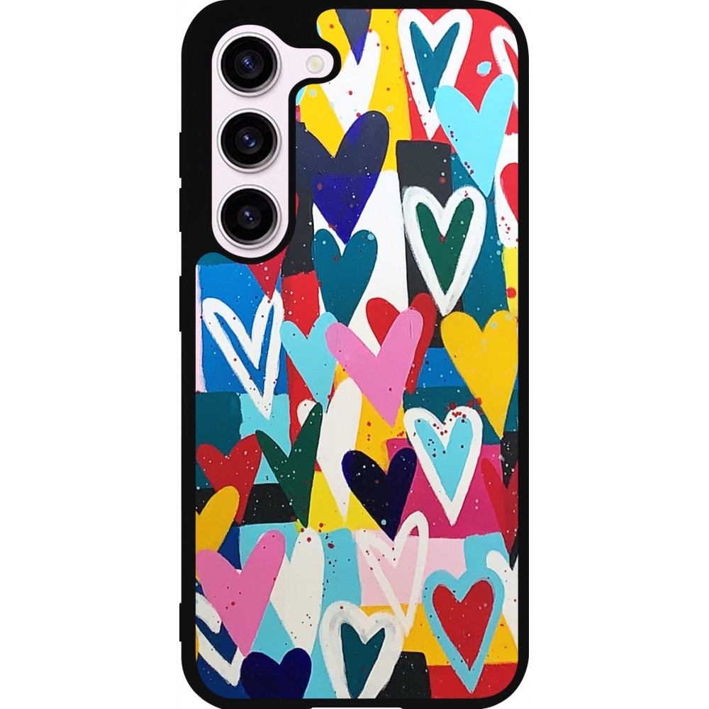 Samsung Galaxy S23 FE Case Hülle - Silikon schwarz Joyful Hearts