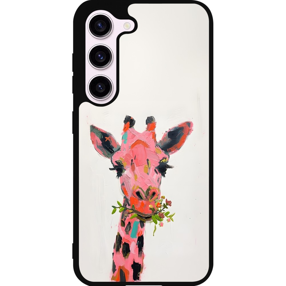 Samsung Galaxy S23 FE Case Hülle - Silikon schwarz Pink Girafe Paint