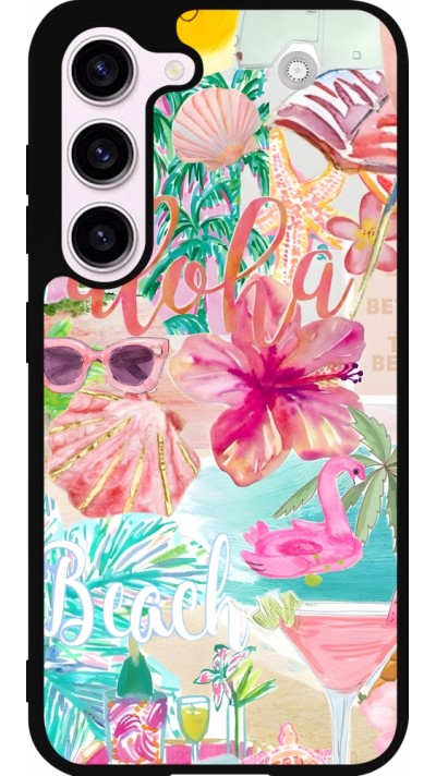 Samsung Galaxy S23 FE Case Hülle - Silikon schwarz Preppy Collage Aloha