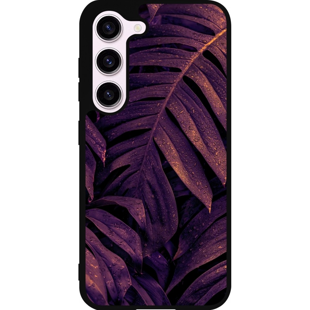 Samsung Galaxy S23 FE Case Hülle - Silikon schwarz Purple Light Leaves