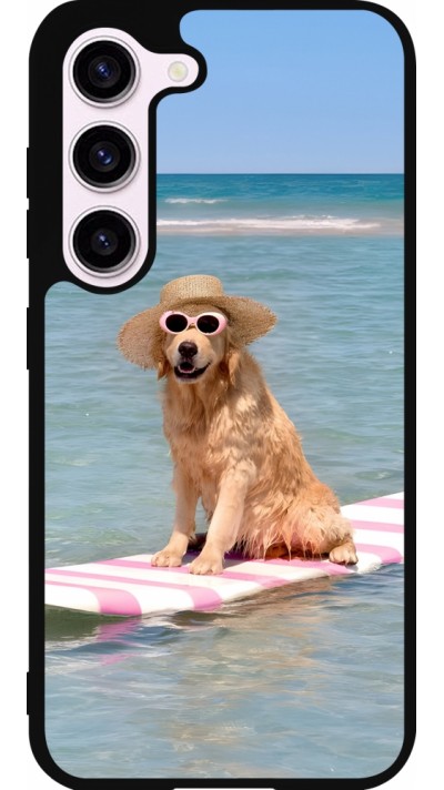 Samsung Galaxy S23 FE Case Hülle - Silikon schwarz Summer Dog on Paddle