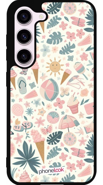 Samsung Galaxy S23 FE Case Hülle - Silikon schwarz Sommer Pink Muster