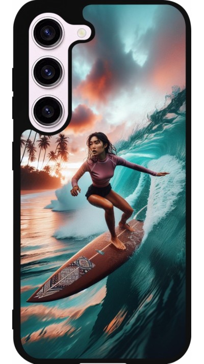 Samsung Galaxy S23 FE Case Hülle - Silikon schwarz Surferin aus Bali