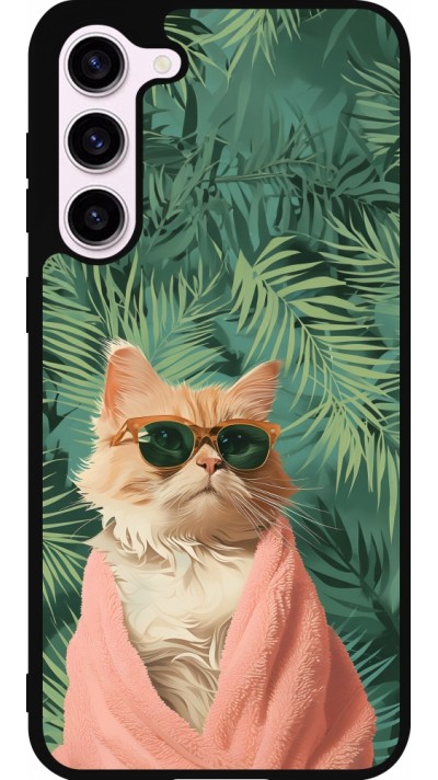 Samsung Galaxy S23+ Case Hülle - Silikon schwarz Cat Summer Palms