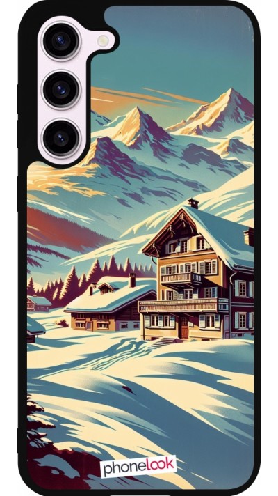 Samsung Galaxy S23+ Case Hülle - Silikon schwarz Chalet Berg verschneit