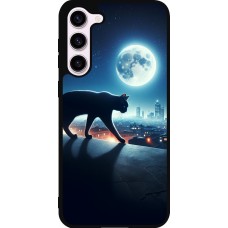 Samsung Galaxy S23+ Case Hülle - Silikon schwarz Schwarze Katze unter dem Vollmond