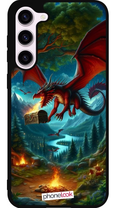 Samsung Galaxy S23+ Case Hülle - Silikon schwarz Drache Fliegend Wald Schatz