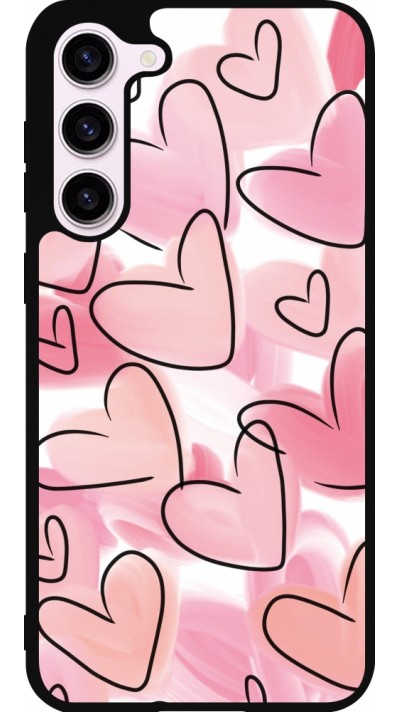 Samsung Galaxy S23+ Case Hülle - Silikon schwarz Easter 2023 pink hearts