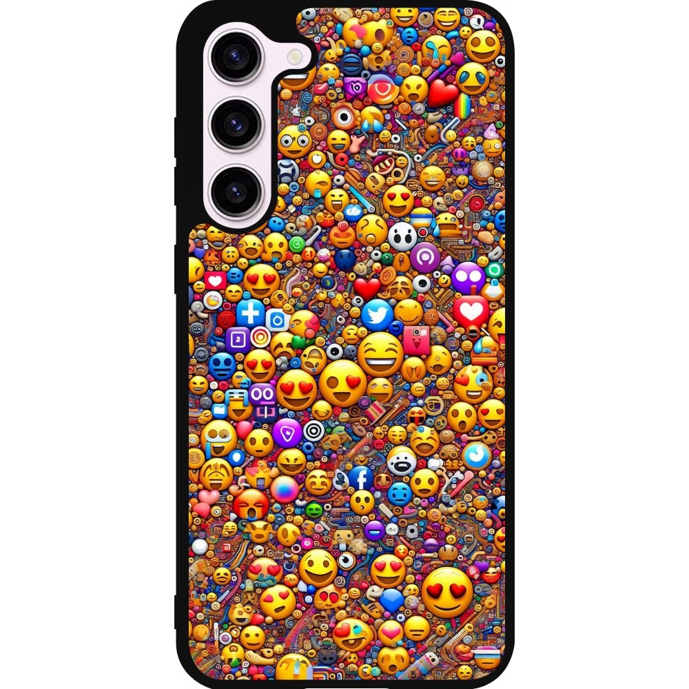 Samsung Galaxy S23+ Case Hülle - Silikon schwarz Emoji gemischt