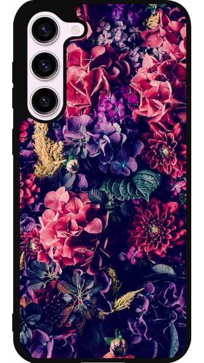 Samsung Galaxy S23+ Case Hülle - Silikon schwarz Flowers Dark